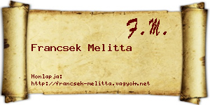 Francsek Melitta névjegykártya